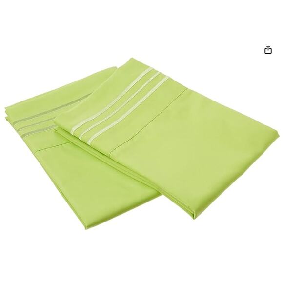 *NEW* Two Standard Pillowcases, 1500 Thread Count - Lime Green - Picture 3 of 4